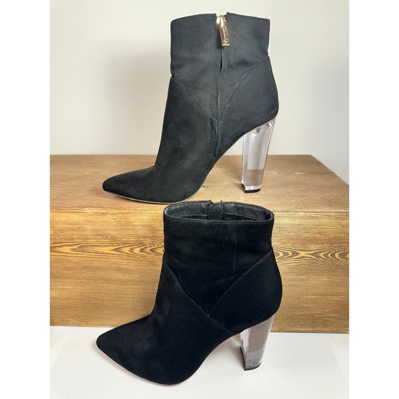 Jessica Simpson Shoes - Jessica Simpson Tarek Clear Heel Ankle Boots 7 Lucite Heel Pointed Toe Coquette